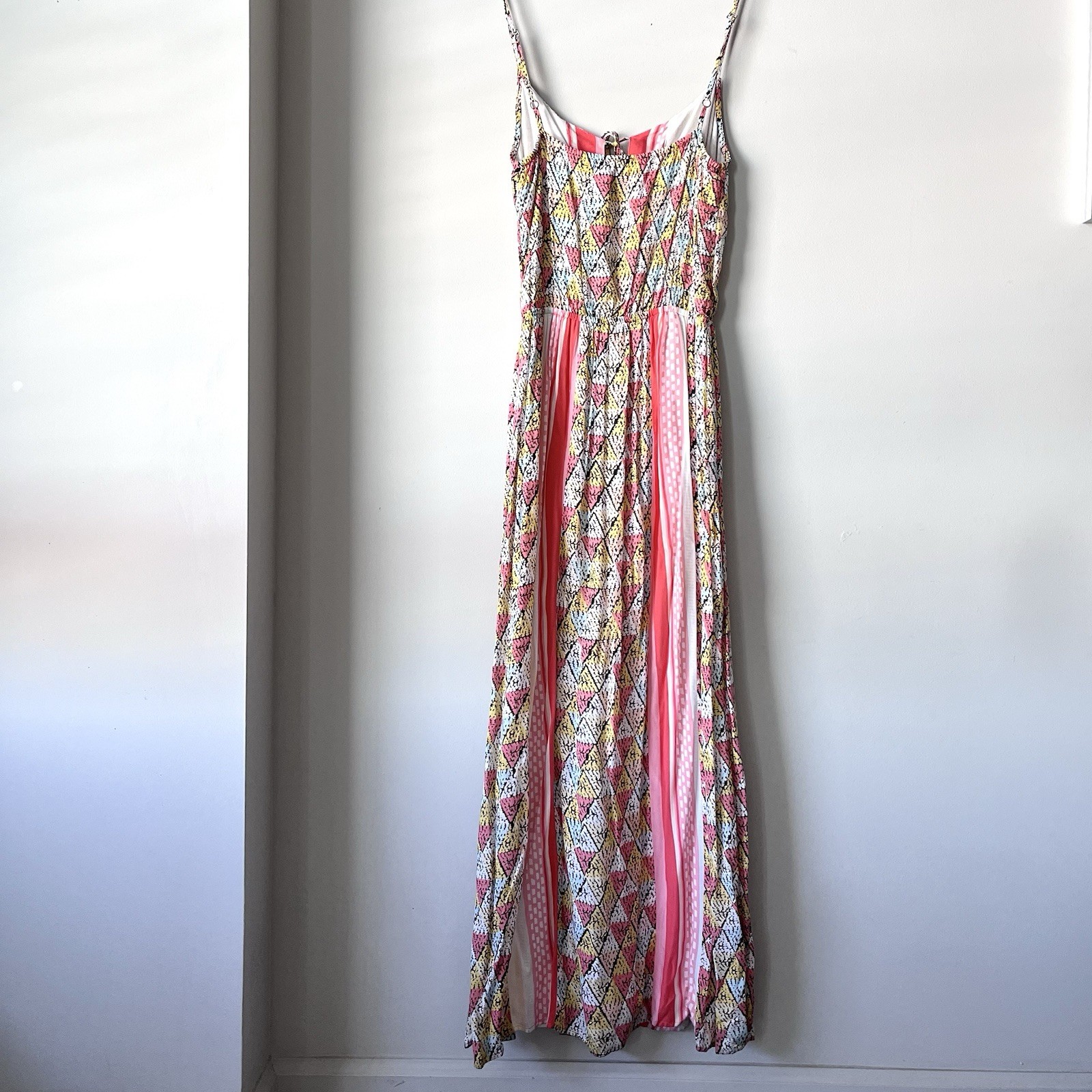 Ella Moss Colorblock Geometric Mosaic Print Cami Maxi Dress Boho Summer Sundress