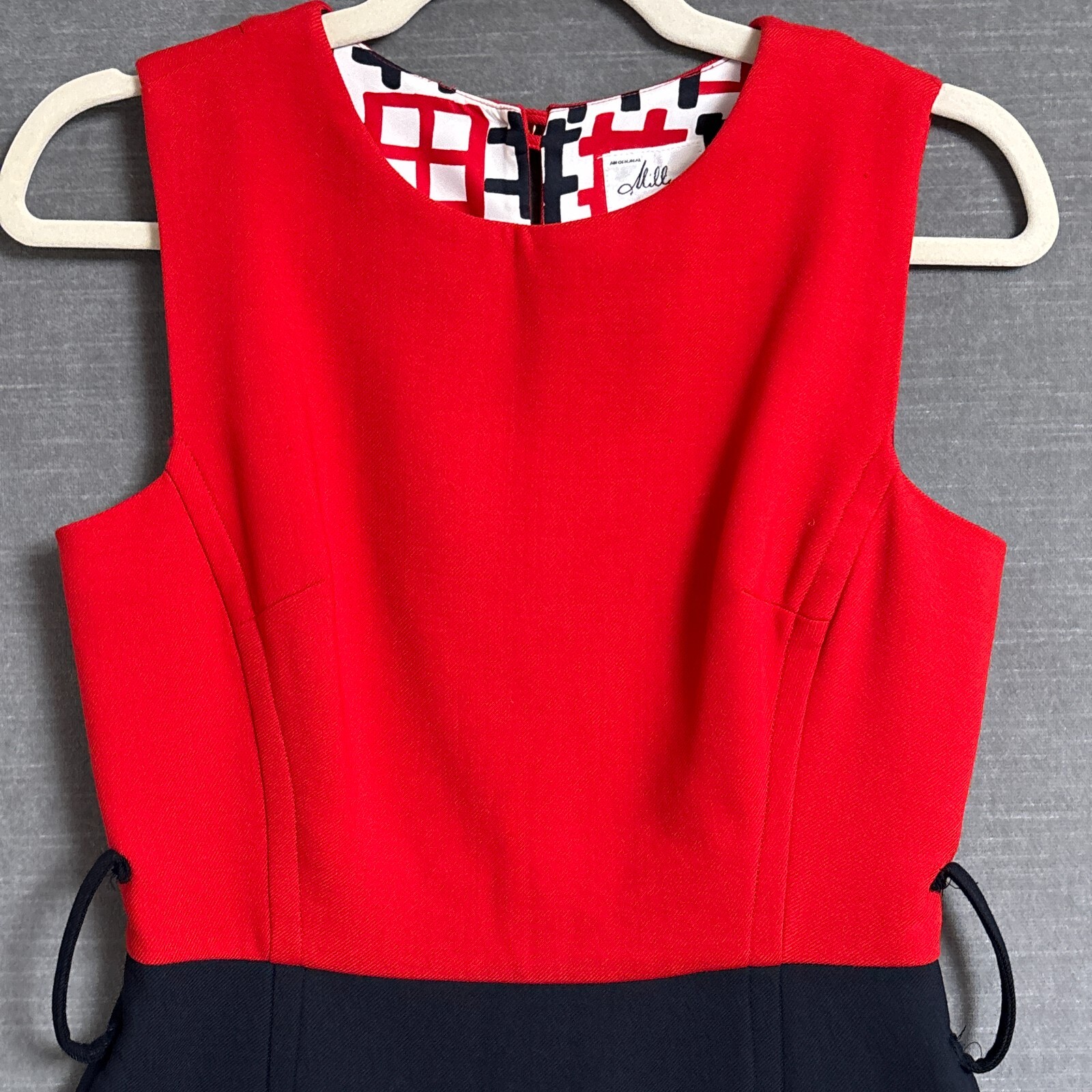 Milly Dress 2 Red Navy Career Office Work Sheath Pencil Color Block Sleeveless