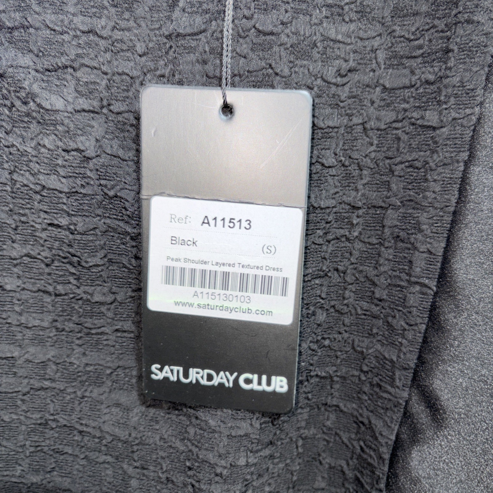 NWT! Saturday Club Peak Shoulder Layered Textured Dress Size Small Black