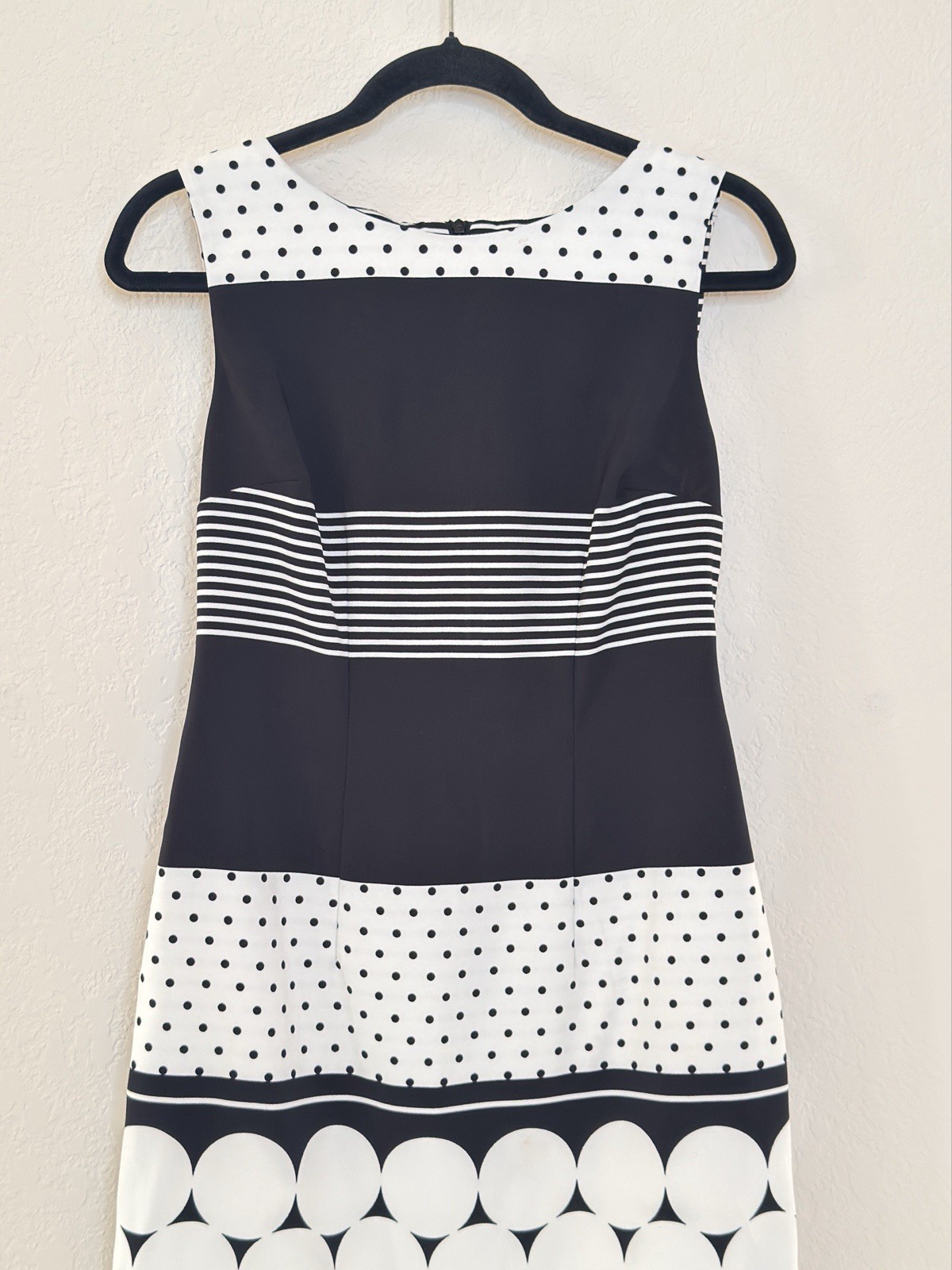 Alyx Sheath Dress Black White Polka Dot Striped Sleeveless Size 4