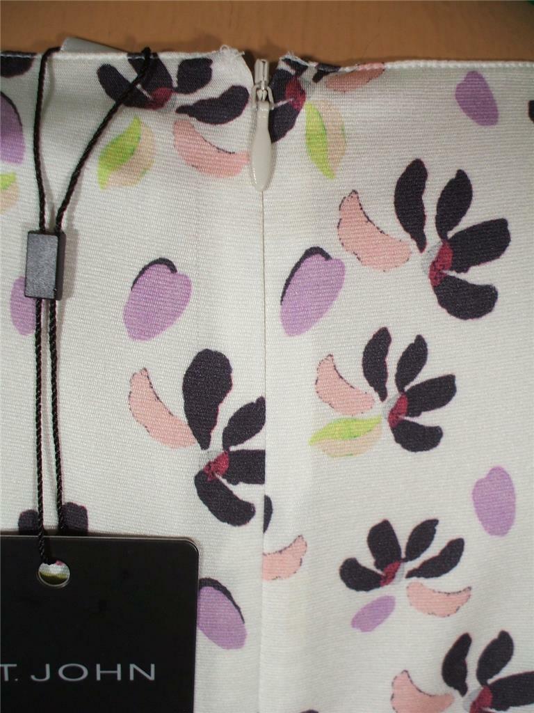 NWT ST. JOHN Knits Geranium Petals Print Stretch Silk Crepe Dress sz 16 $995
