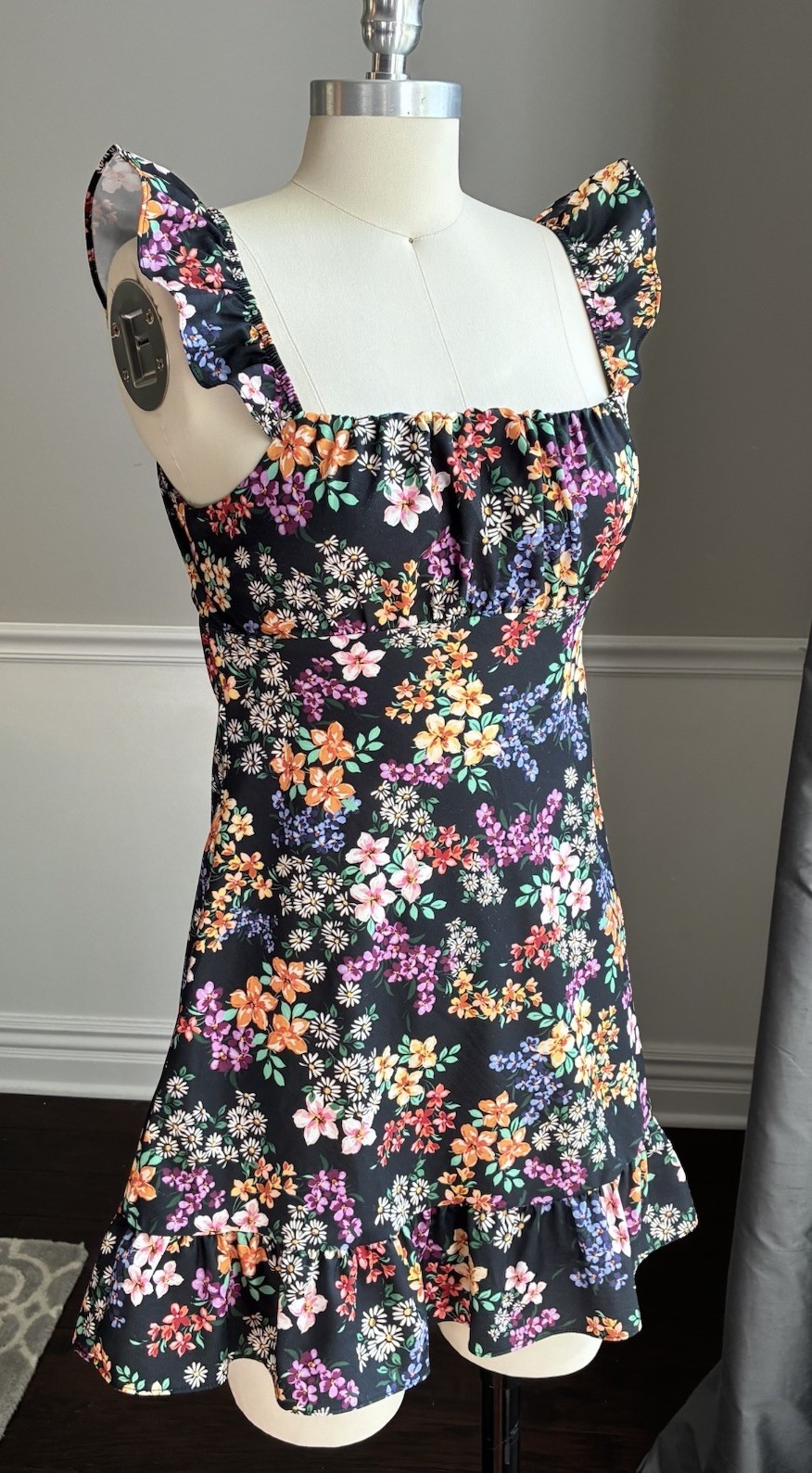 Originality Sundress Black With Floral Design Size Small