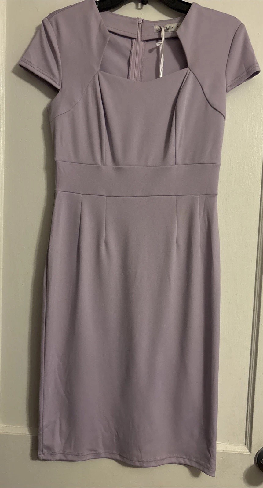 Women’s Grace Karin NWT Lilac Sheath Dress Size Medium Stretch Cap Sleeves