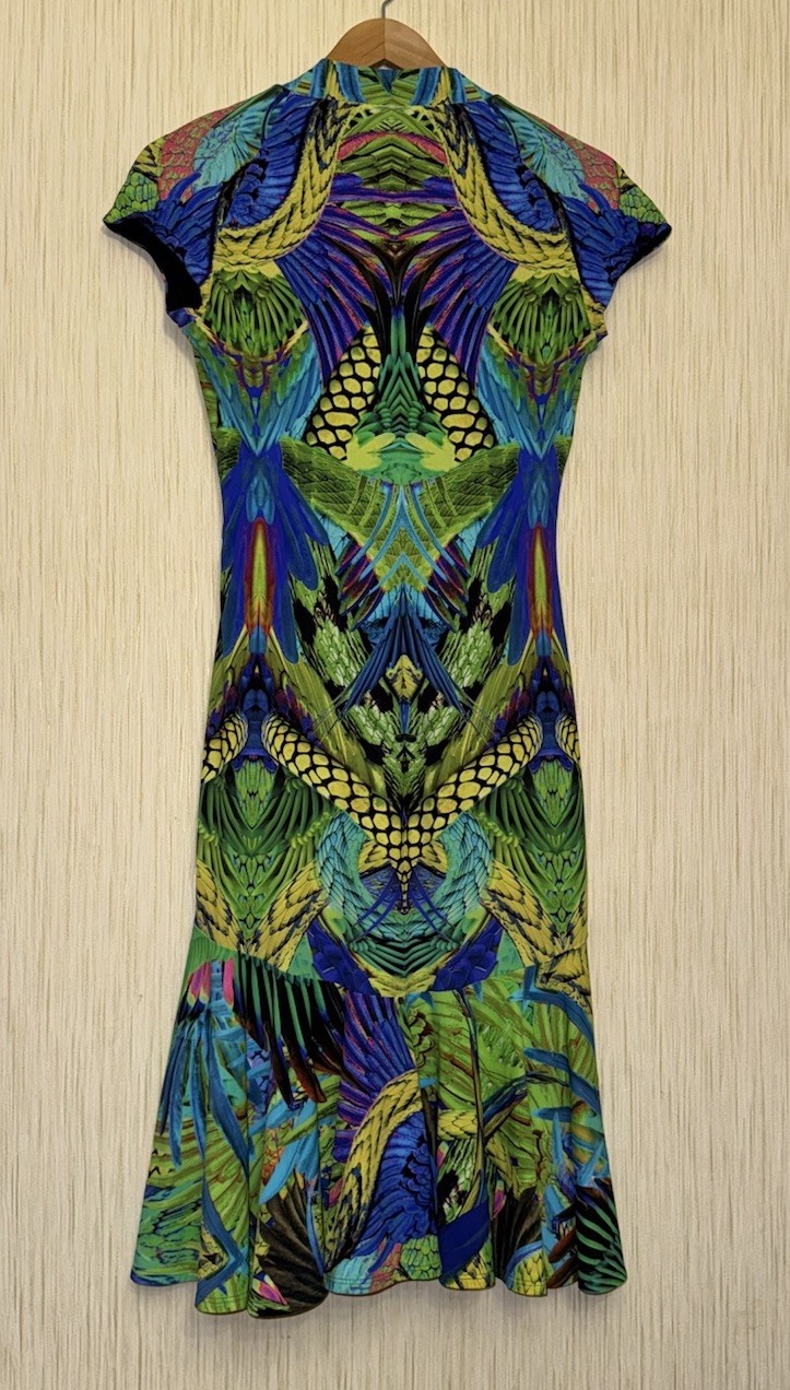 Roberto Cavalli Animal Print Dress Size S Colorful Designer Vintage Rare Y2K