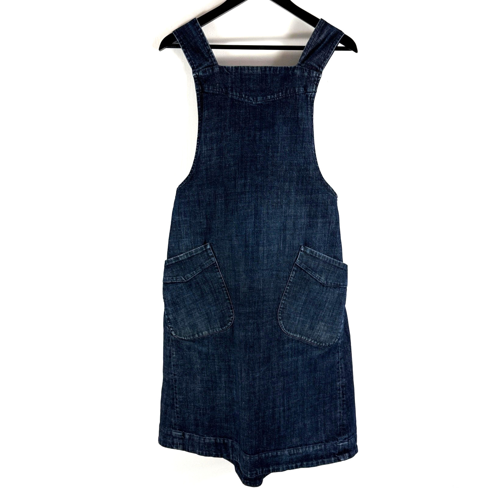 Toast Denim Pinafore Dress Womens UK 14 Indigo Cross Back Utility Apron Dungaree