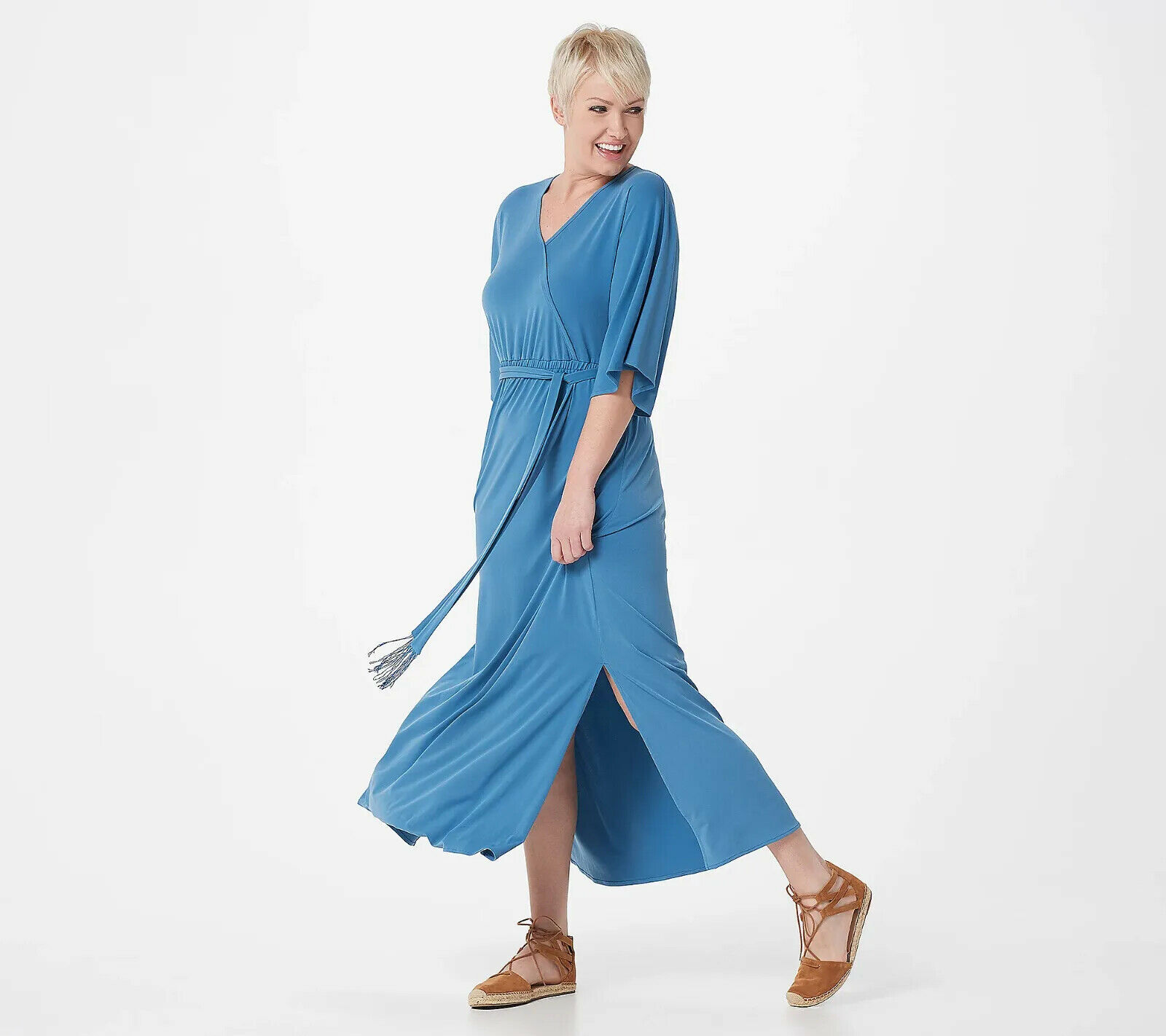 Haute Hippie Tribe Knit Maxi Dress w/ Fringe Belt Blue Size XXS S M L XL *NEW*
