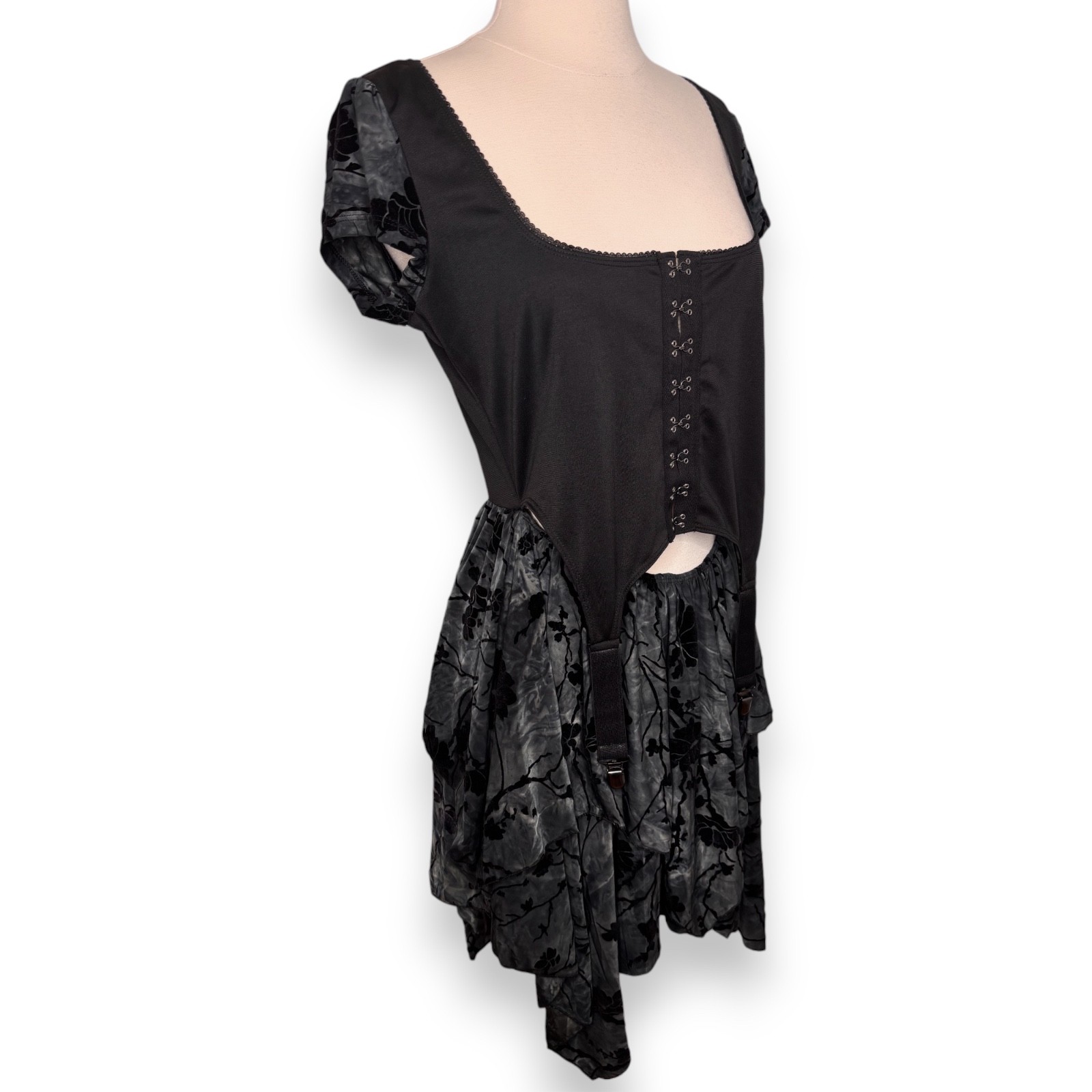 Current Mood Dolls Kill Black Goth Asymmetrical Hem Layered Dress Size Large