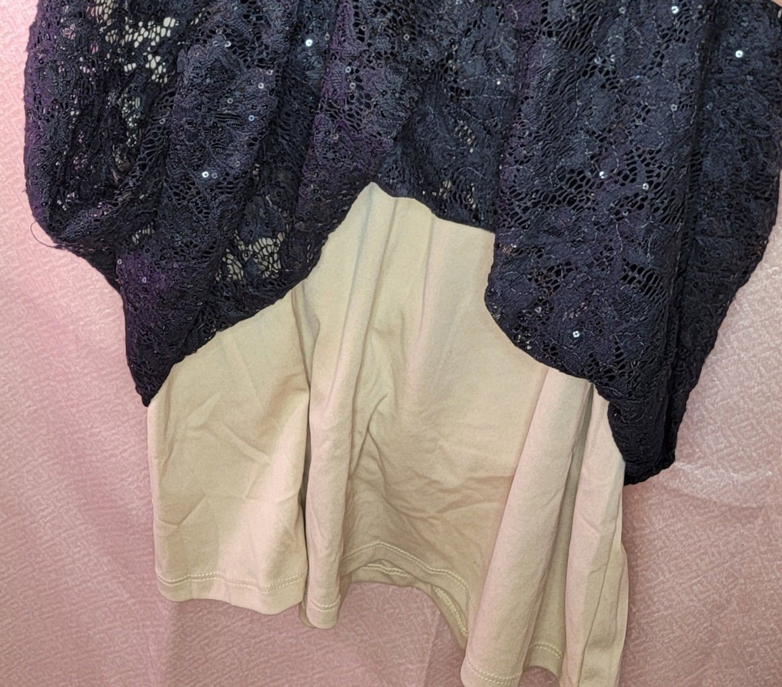 Scarlett Black Lace Sequin 3/4 Sleeve Cocktail Formal Dress Size 16 Knee Length