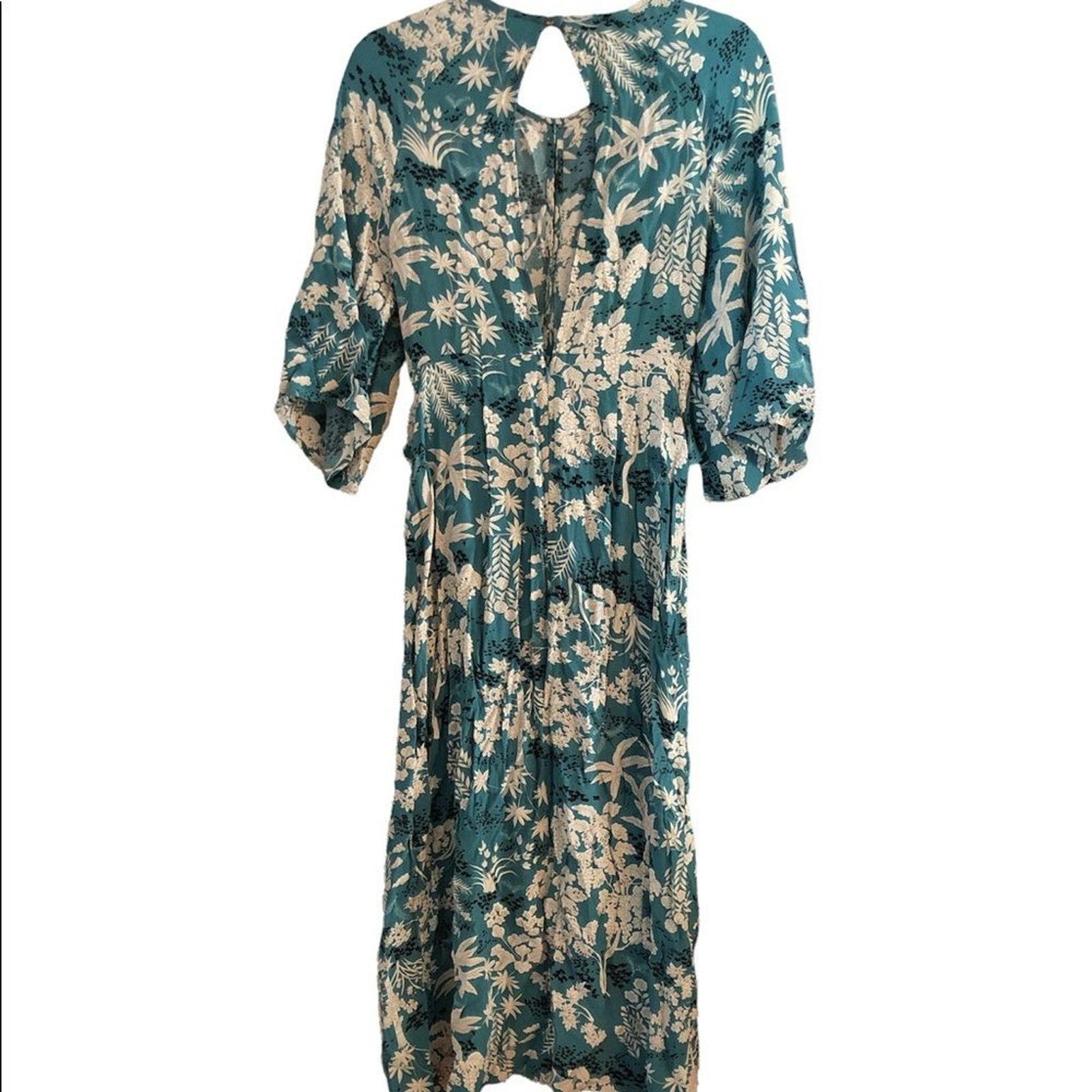 Topshop Blue Teal Floral Flounce Flutter Dress Size 4