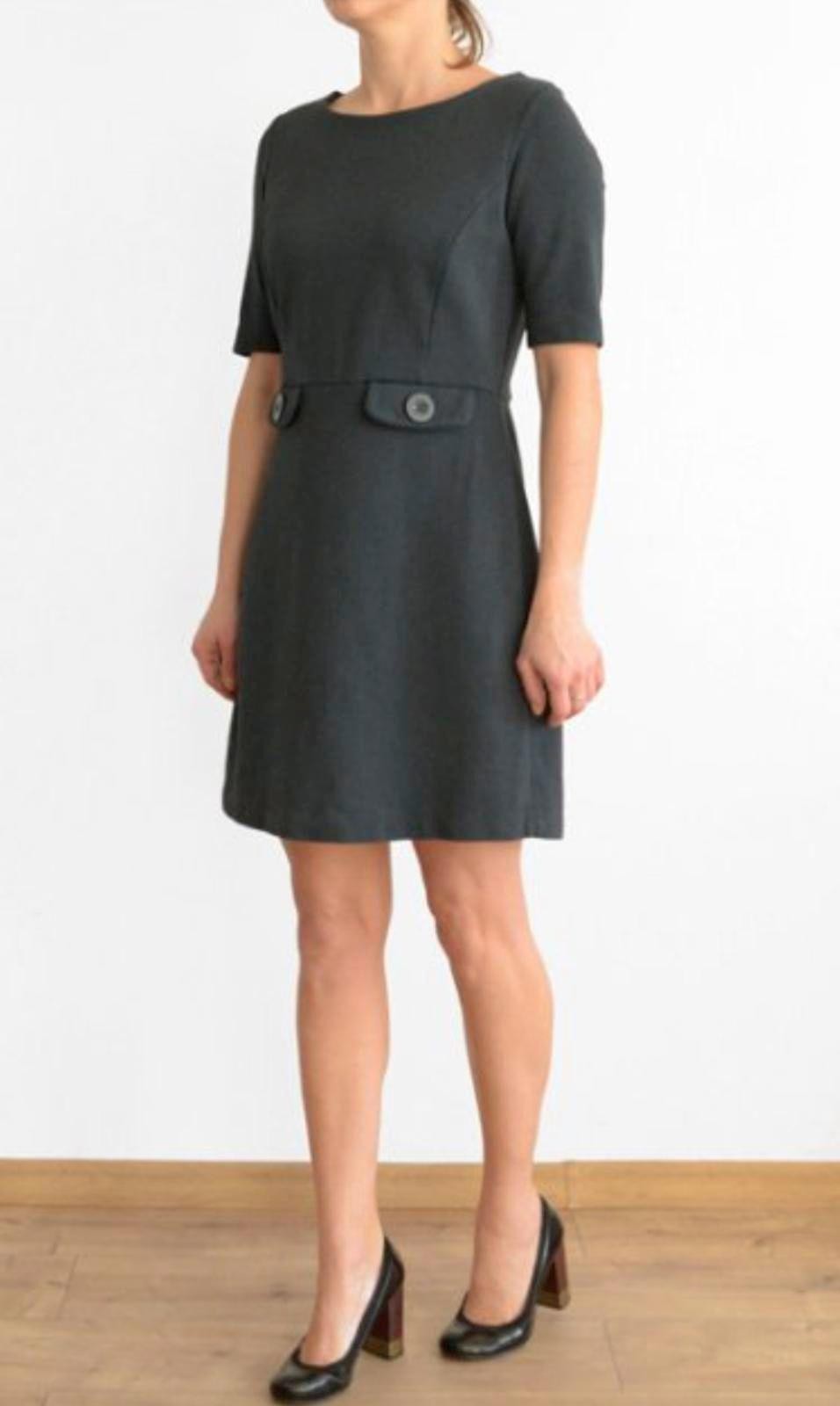 BODEN Black Audrey Pointe Sheath Button Above the Knee Length Dress – Size – 12