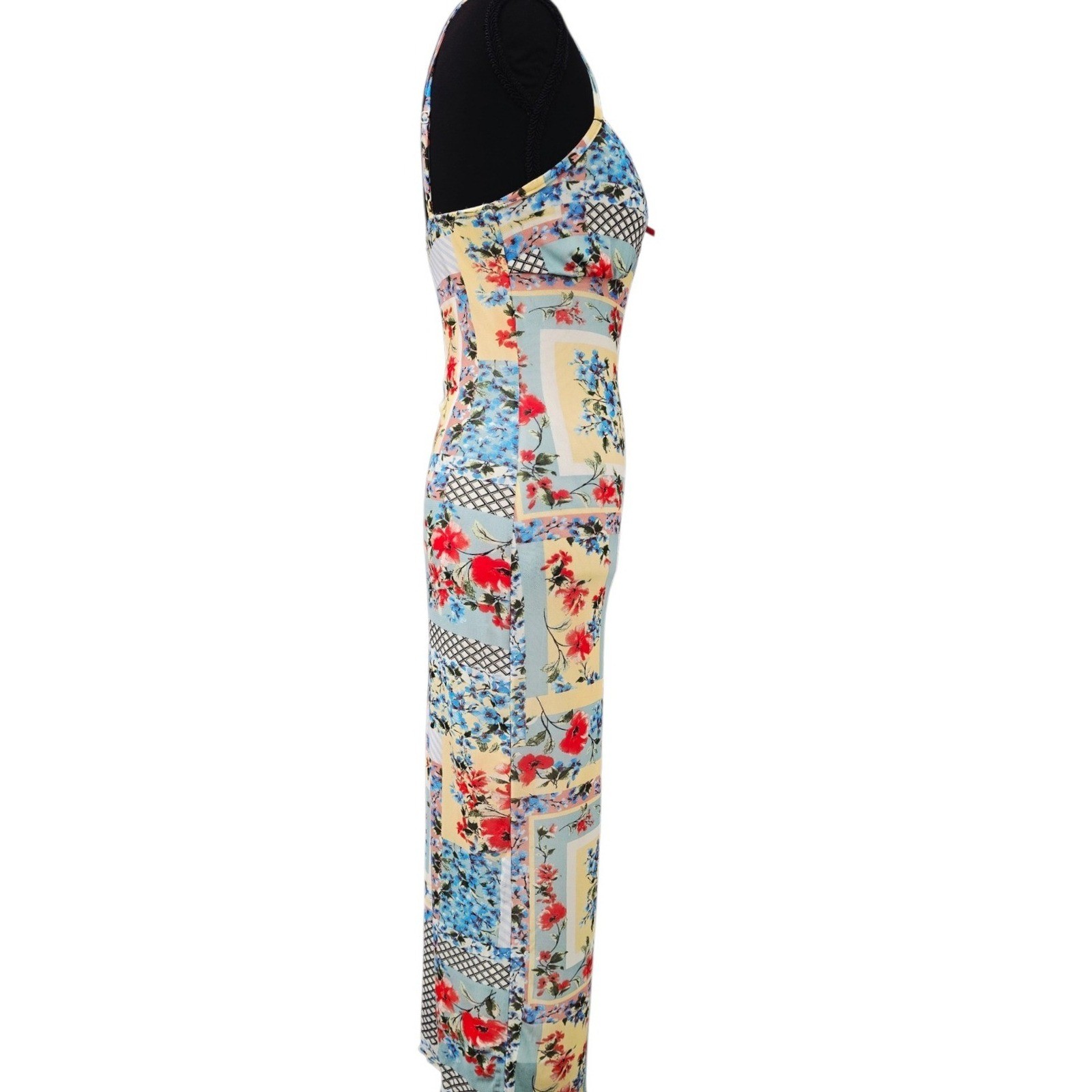 THIRTY THIRTY LA Patchwork Floral Midi Dress Small Cottagecore Y2K Boho Indie
