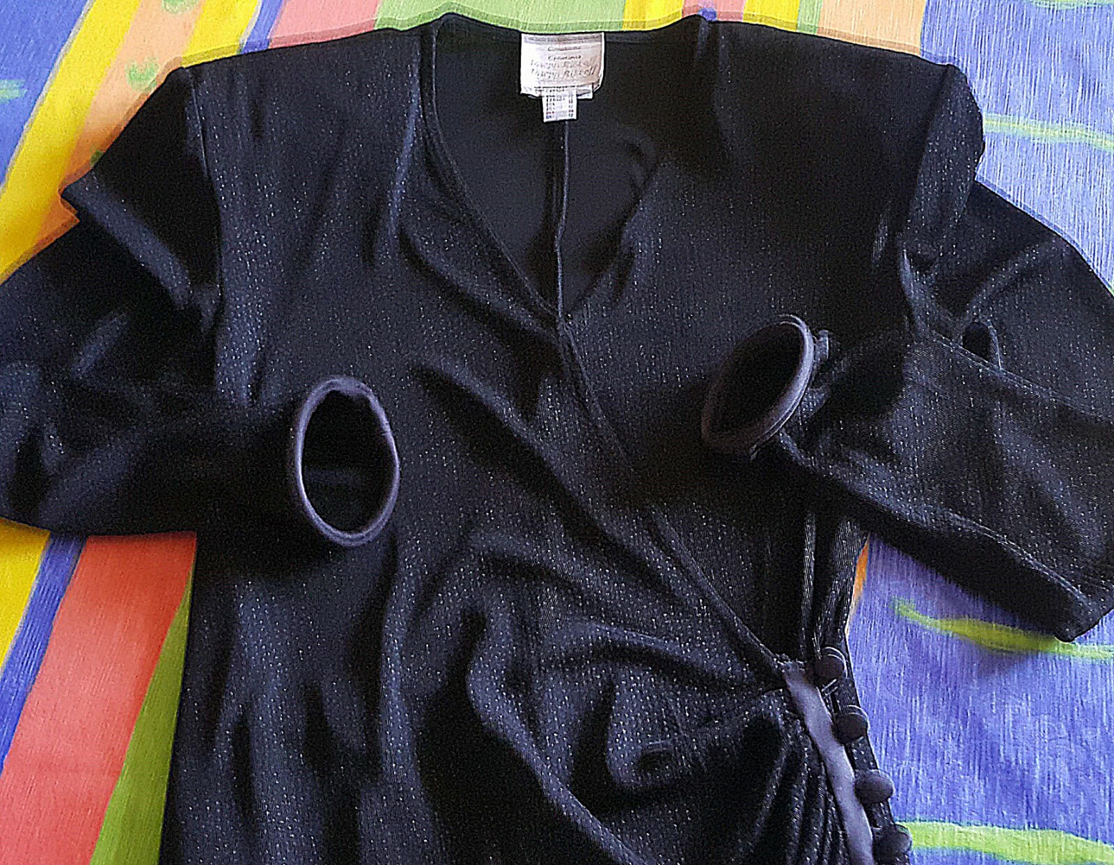 AUTHENTIC JOSEPH RIBKOFF SOLID BLACK ACETATE BLEND WOMENS COCKTAIL DRESS 10 38