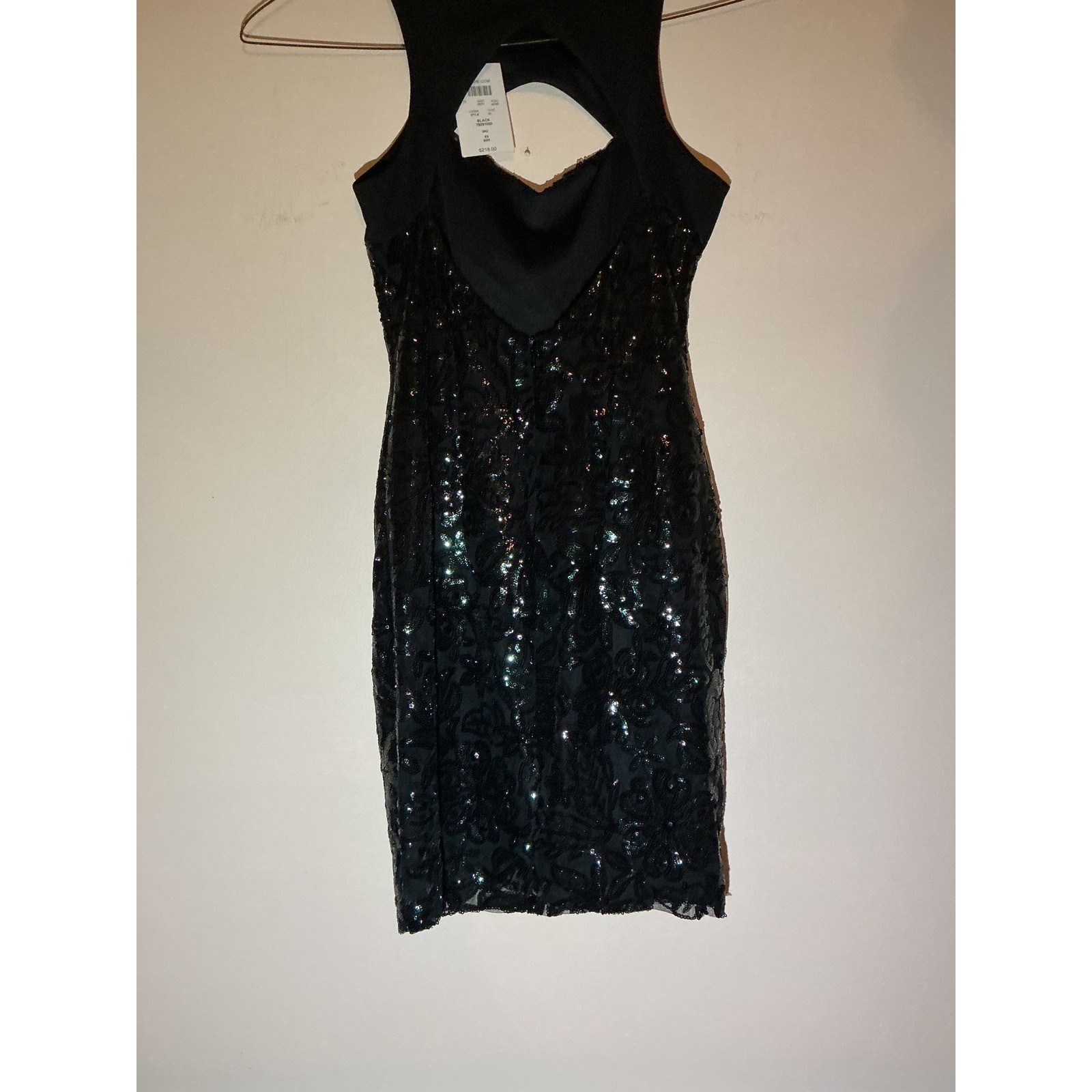 VINTAGE CACHE Black Sequin Cutout Sheath Dress Party Cocktail Occasion Size XS