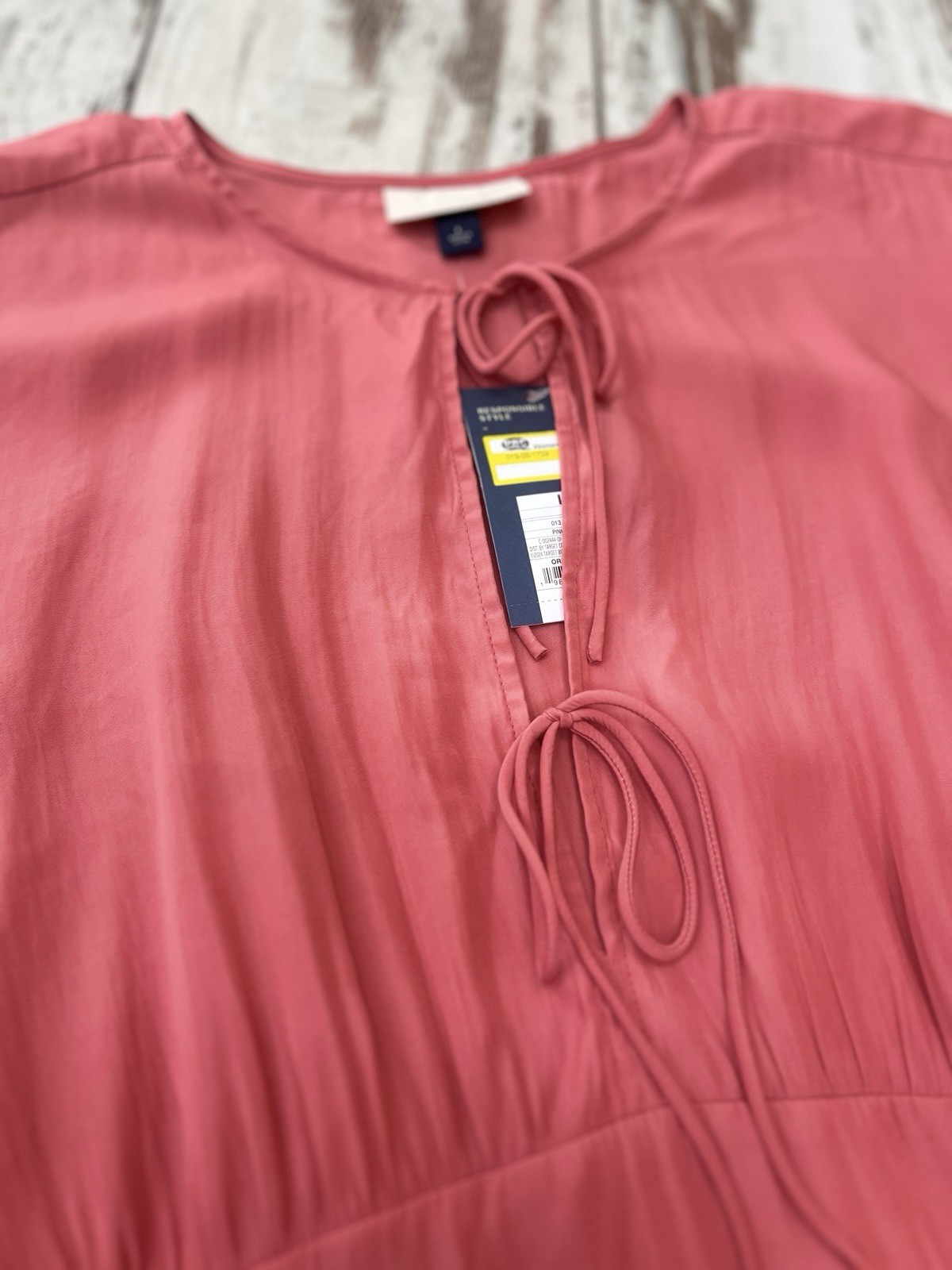 Universal Thread Coral Pink Tie Front Flutter Mini Dress Short Sleeve Large NWT