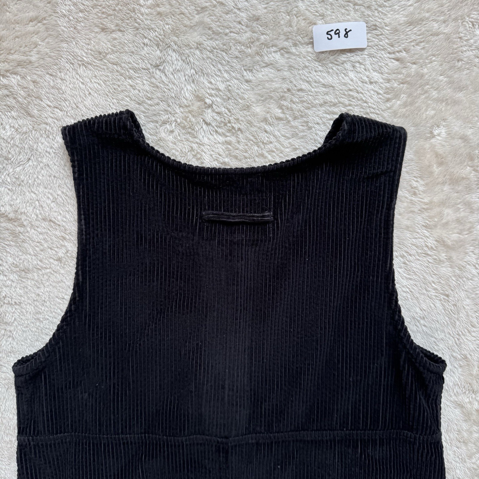 HSZ Studio Vintage Black Corduroy Midi Sleeveless Casual Lagenlook Dress Small