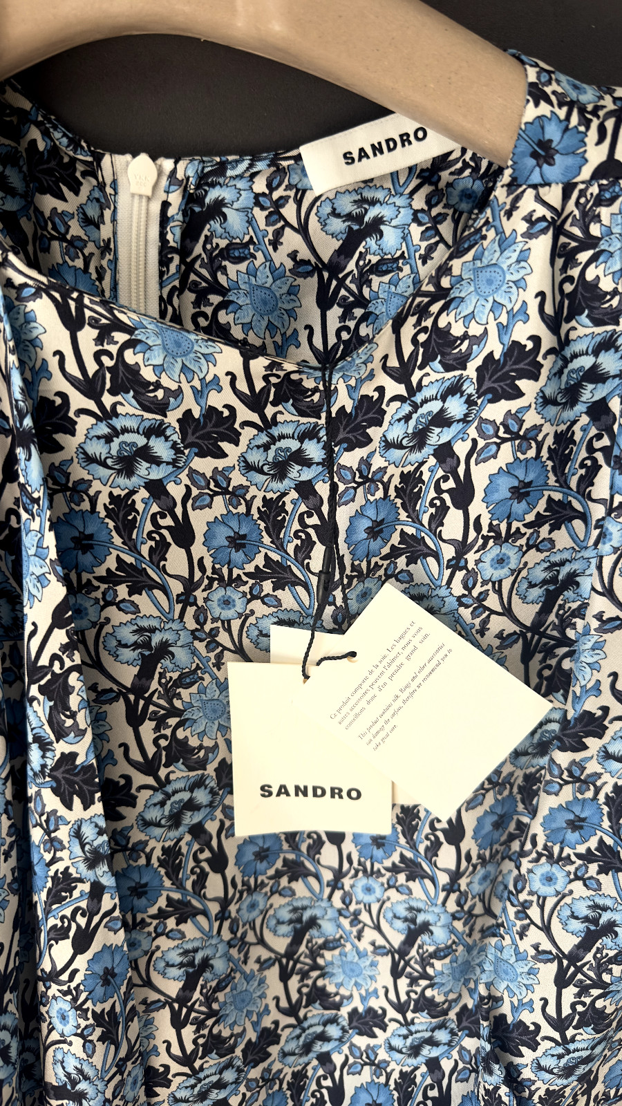 SANDRO Wrap-effect floral-print silk-twill midi dress-$595