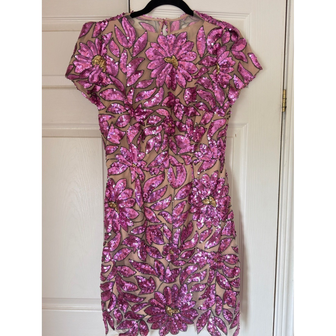 Milly Kyla Pink Multi Sequin Floral Mini Dress