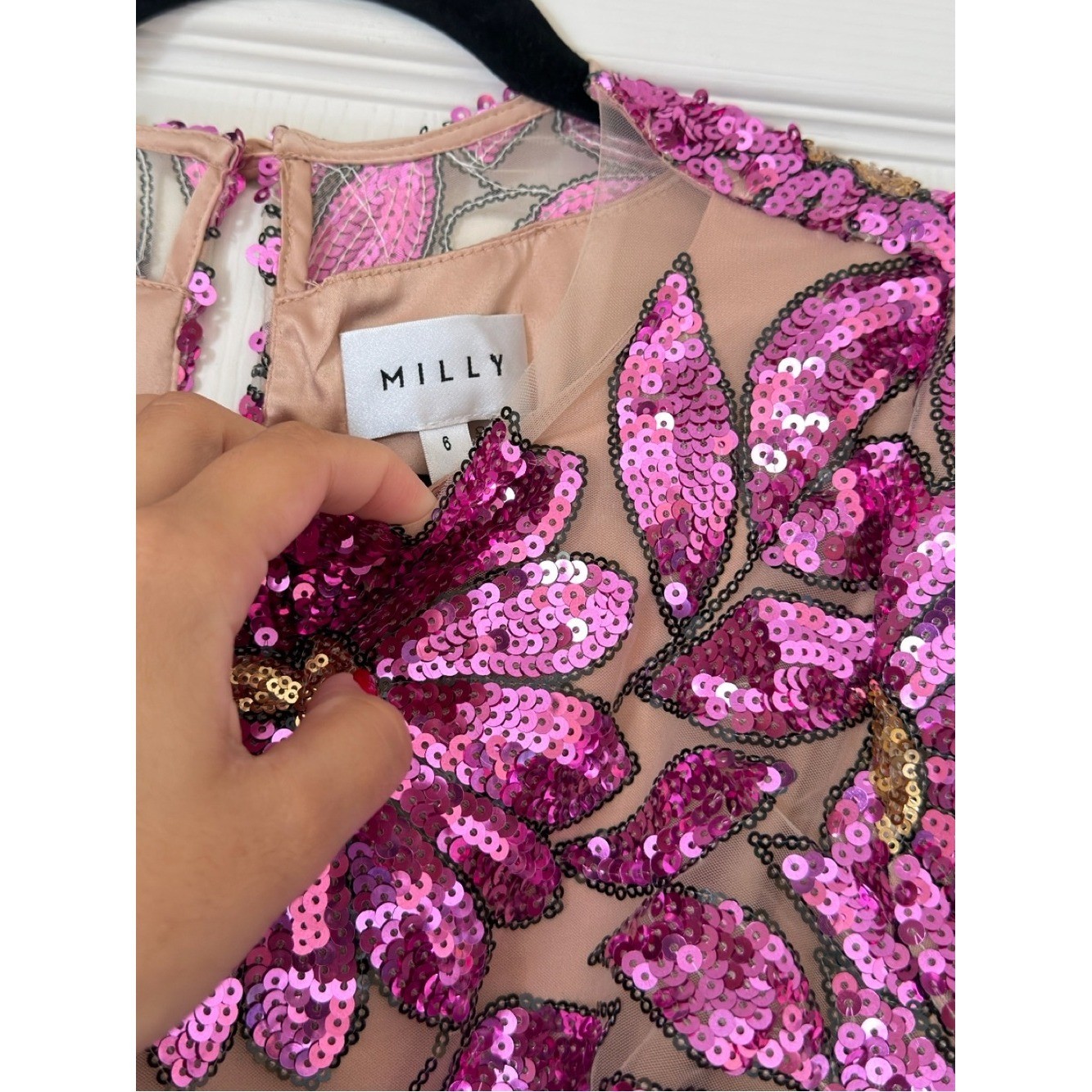 Milly Kyla Pink Multi Sequin Floral Mini Dress