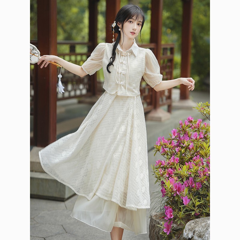 Women Traditional Chinese Qipao Cheongsam Elegant Strap Dress Tops Ethnic Party