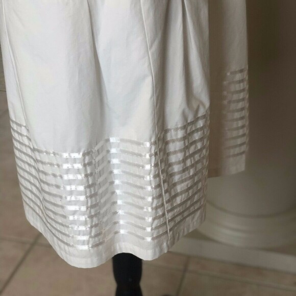 Vertigo Paris -Crisp White Cotton Shift Dress Jeweled Neckline Sz. L