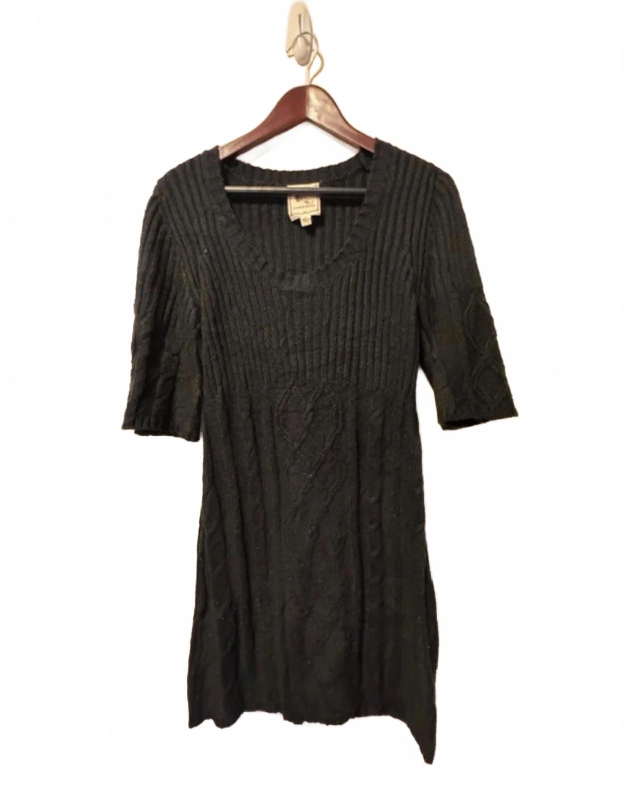 Pink Rose Premium Quality Black Ribbed Knit Dress, Size L