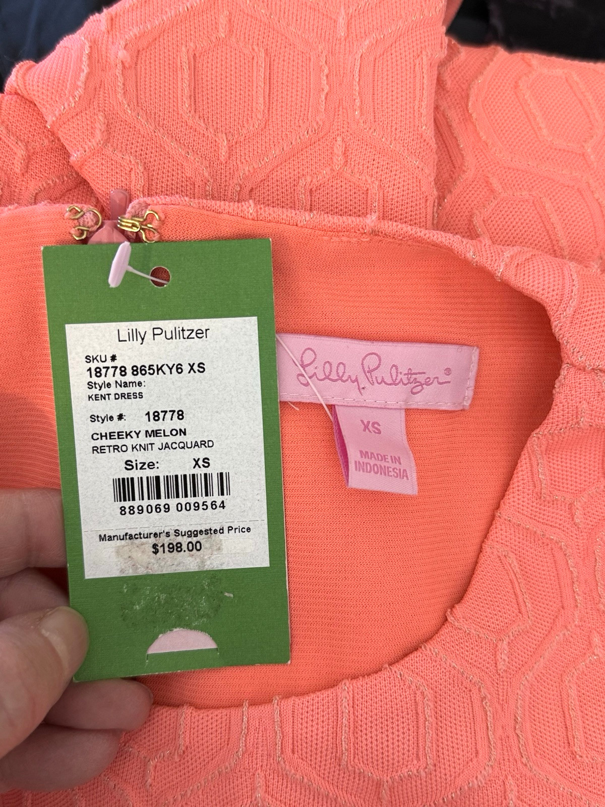 Lilly Pulitzer Womans Size XS Dress Cheeky Melon Retro Jacquard Knit New W/ Tag