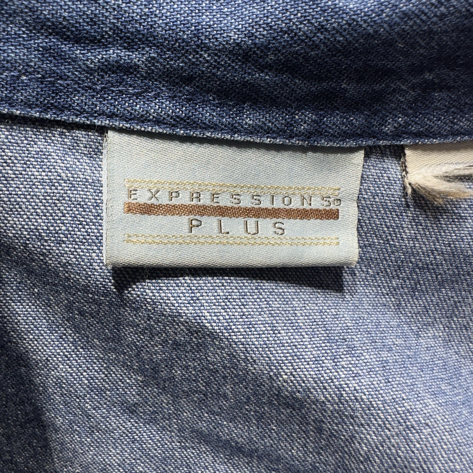 Expression Plus Blue Denim Tall Sleevless Dress Button Up Womens Sz XL