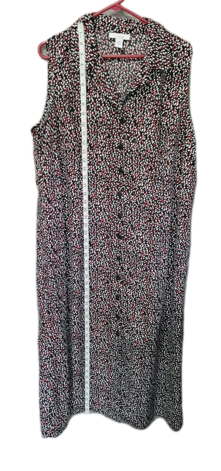 Dressbarn Women’s Maxi Shift Sheath Dress Plus Size 20W Career Black Button Up