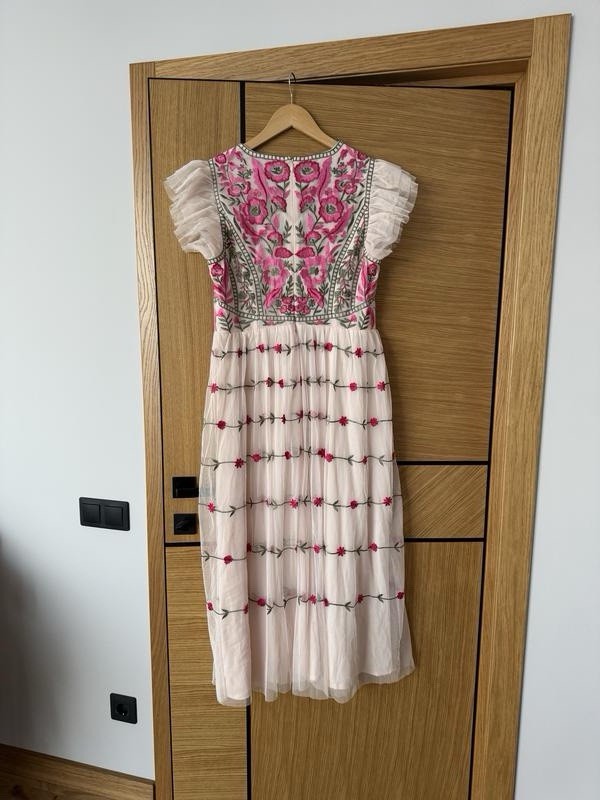 Coast Pink Embroidered Floral Tulle Occasion Party Maxi Dress UK 14 US 10