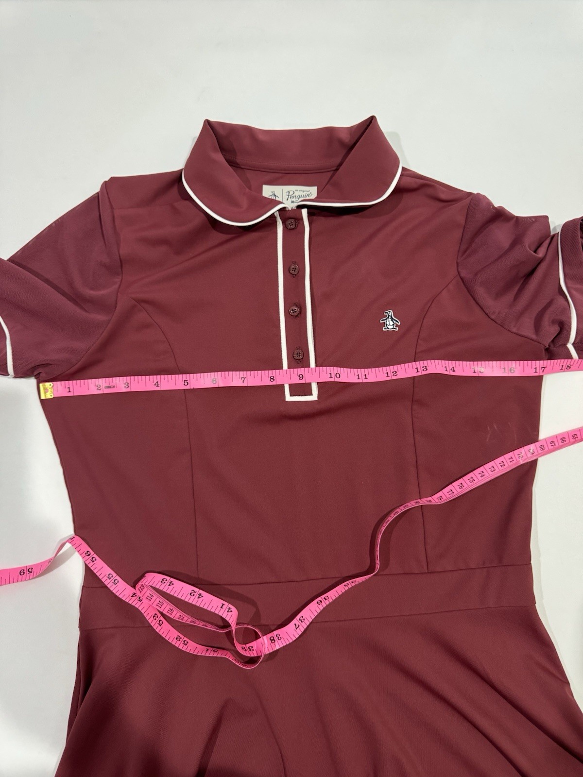 Original Penguin Burgundy Collared Golf Dress Performance Polo Tennis Dress S