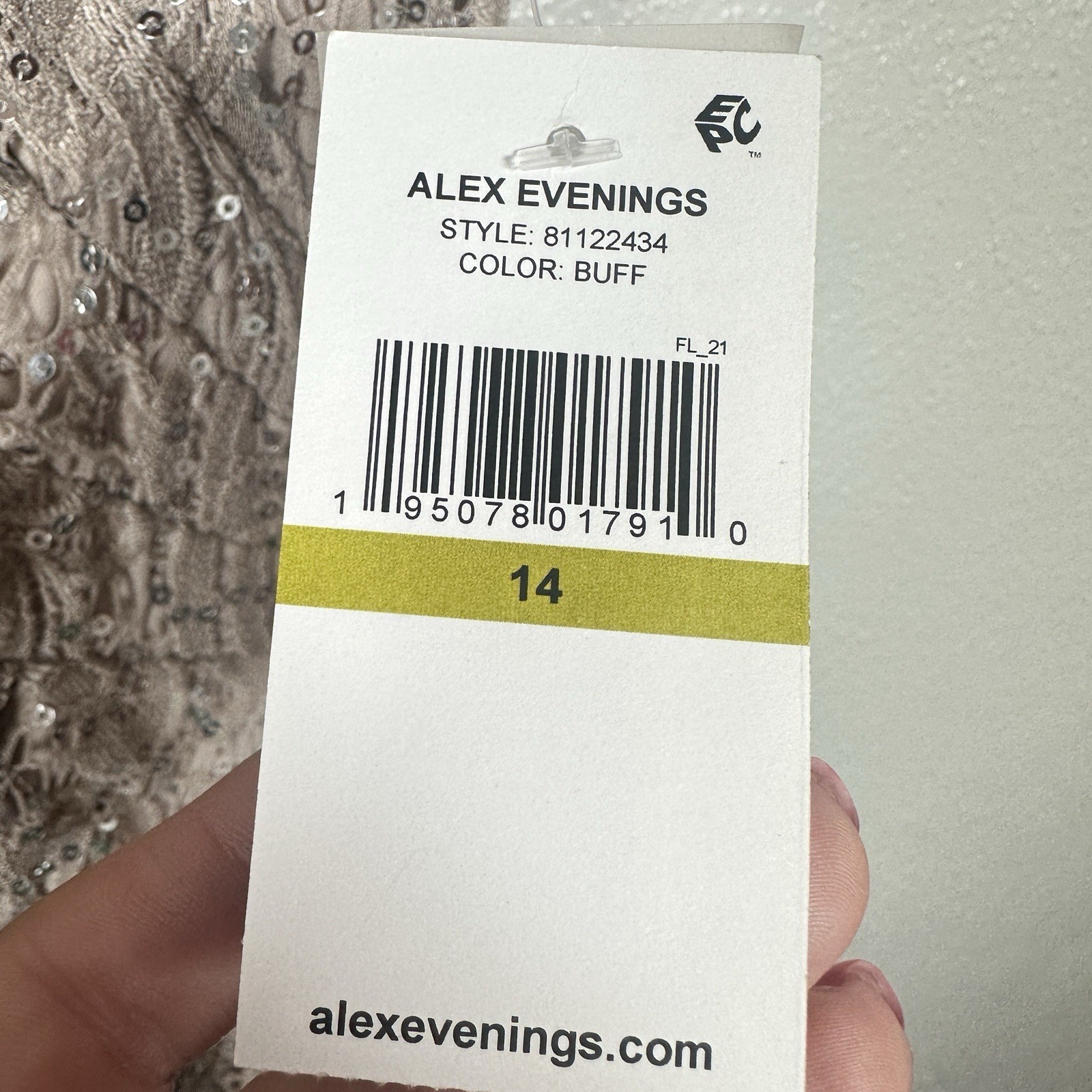NEW ALEX EVENINGS SEQUIN LACE Cascading Ruffle RUCHED EVENING GOWN 14 Buff Taupe