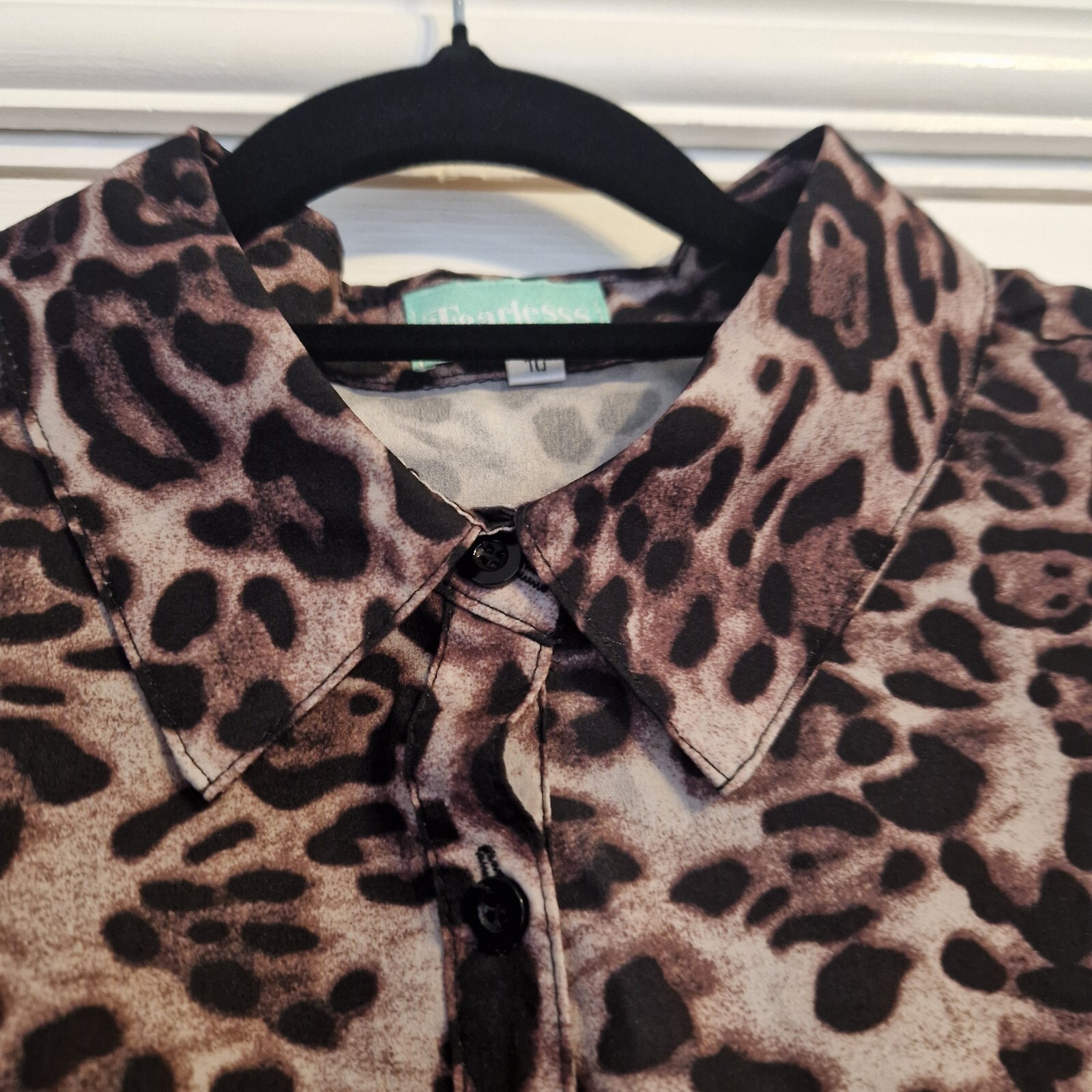 Size 10 Leopard / animal print long sleeve shirt/smock midi dress. Winter spring