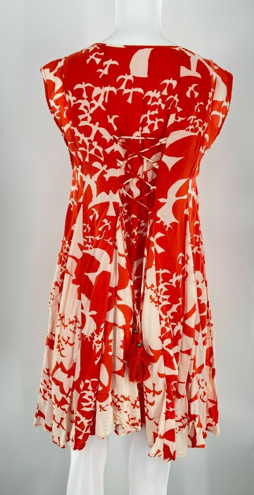 Maeve Anthropolgie Indiga Swing Short Dress Short Sleeves Orange White Dove XSm