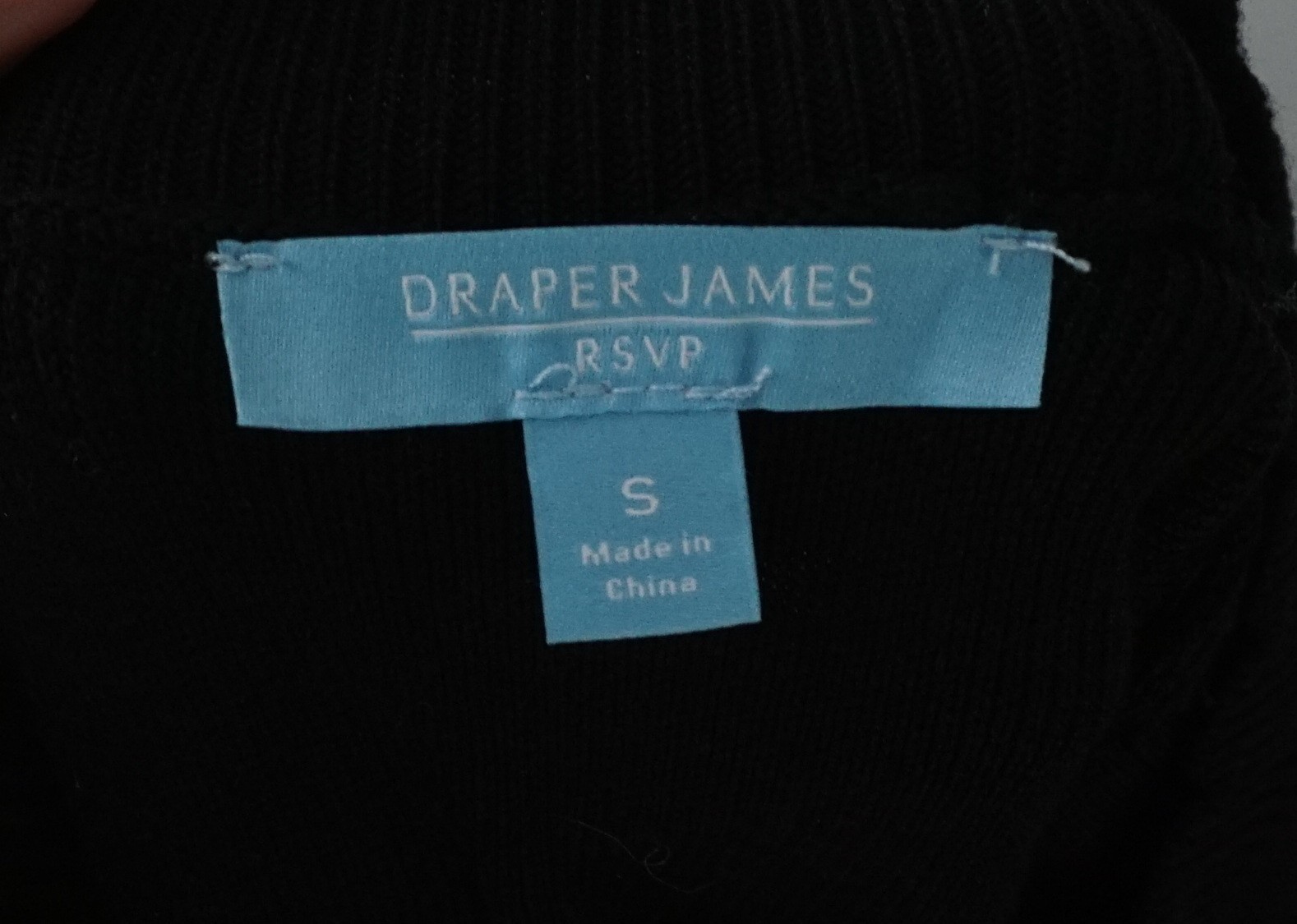 New Draper James Black Knit 3/4 Sleeve Sheer A-Line Sweater Dress Size Small