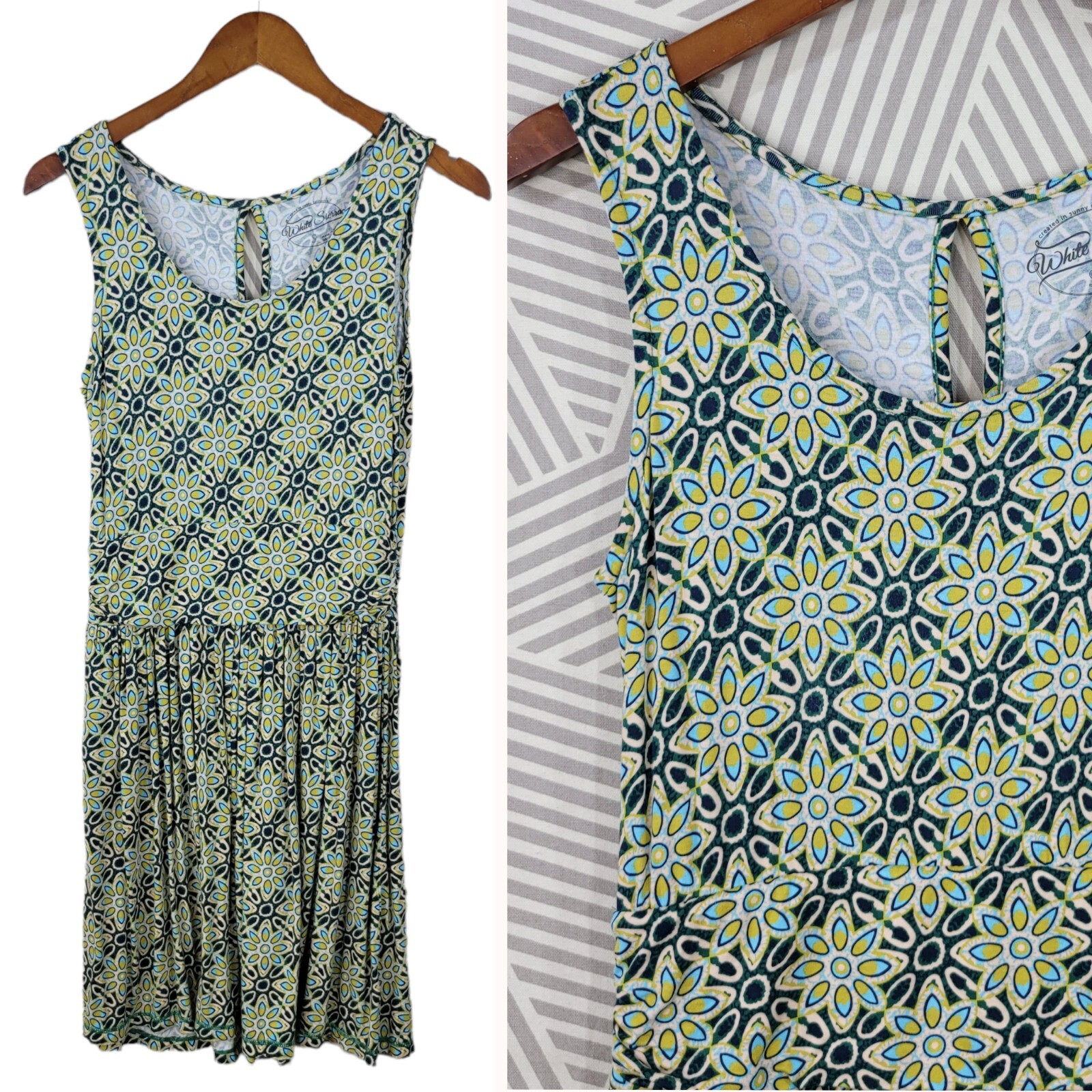 White Sierra Athletic Dress Size Small Yoga tennis golf zip pocket Floral green