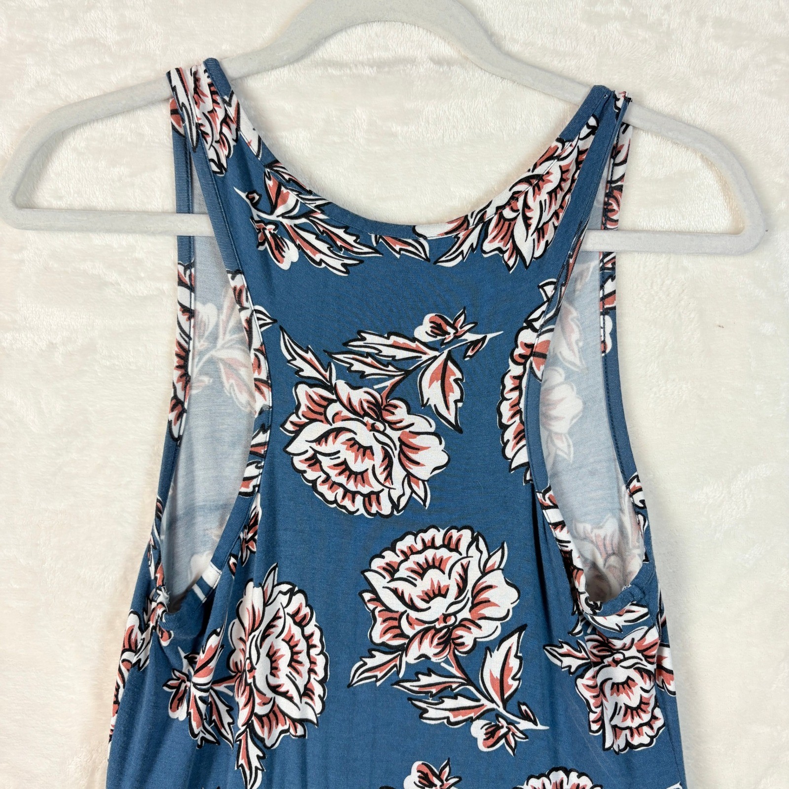 Matilda Jane Maxi Dress Womens S Blue Floral Racerback Pockets Excellent Boho