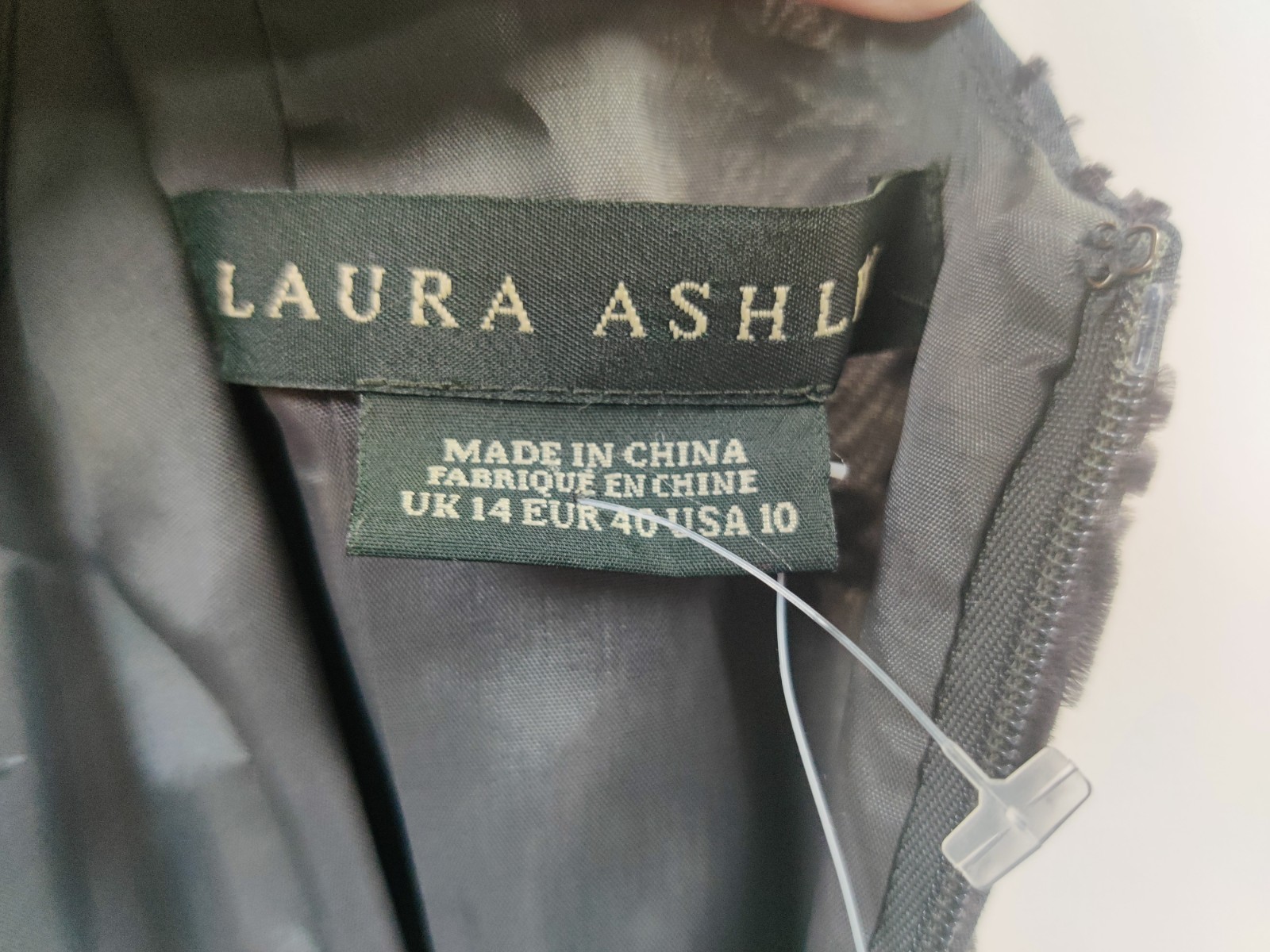 Laura Ashley Millennium 2000 Devoré Velvet Dress UK 14 Gunmetal Silver Floral