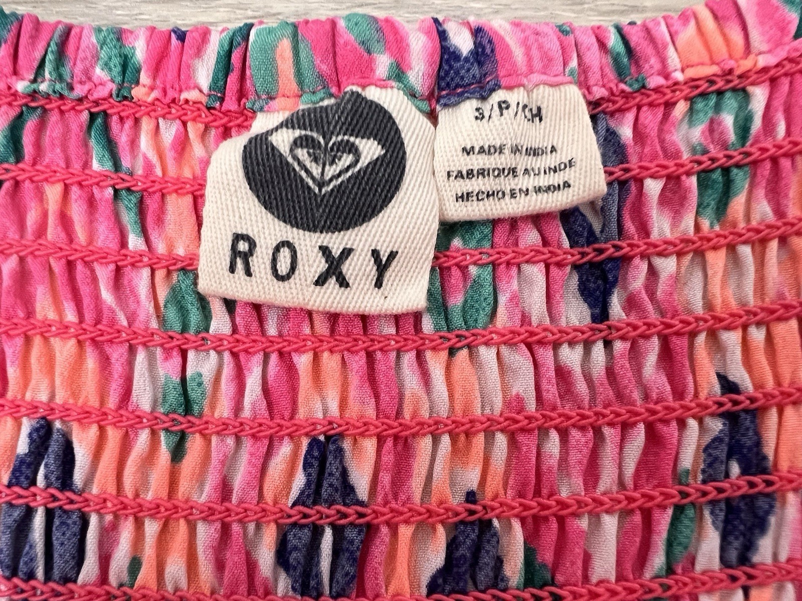 Roxy “A Shore Thing” Pintucked Front Zip Smocked Dress Small Resort Beach Party