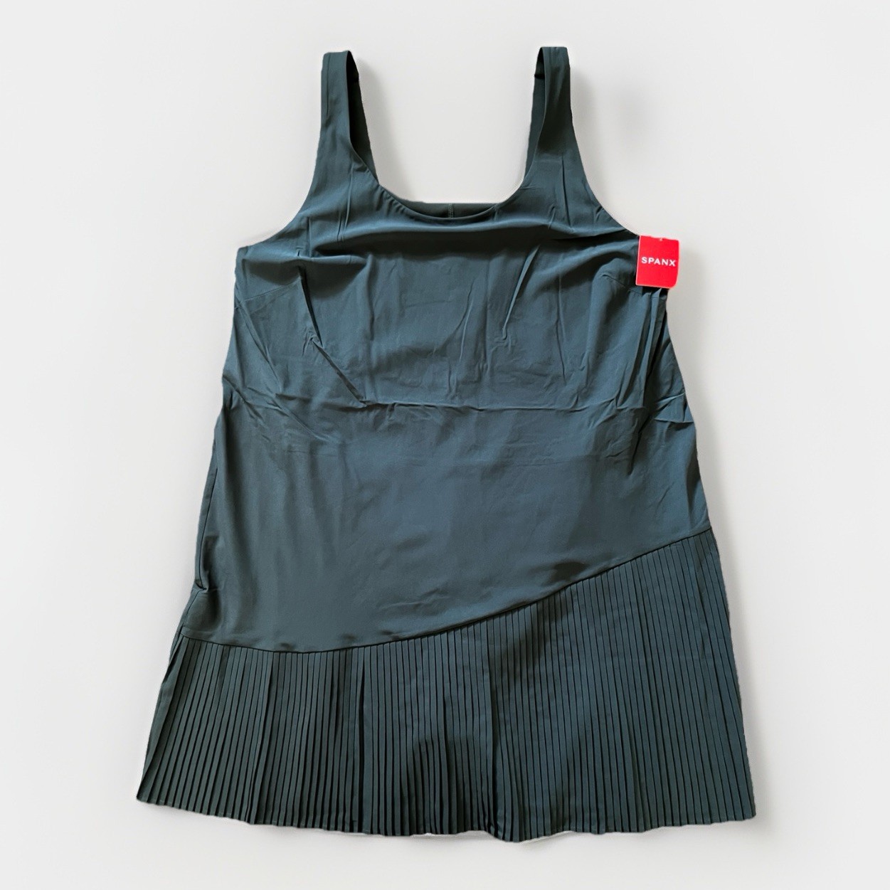 Spanx Get Moving Yes Pleats Sleeveless Athletic Dress Size XL Pine Stone NWT