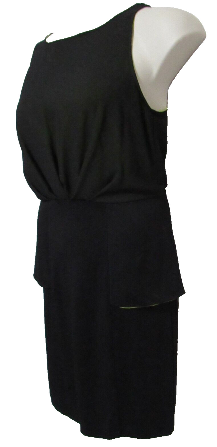 Black Sheath Cocktail Dress Womens 8 Peplum Cutout Back Event Formal Knee Length