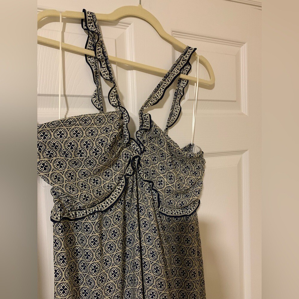 Max Studio Boho Tiered Halter Maxi Dress, XL Geometric Print Ruffle Straps