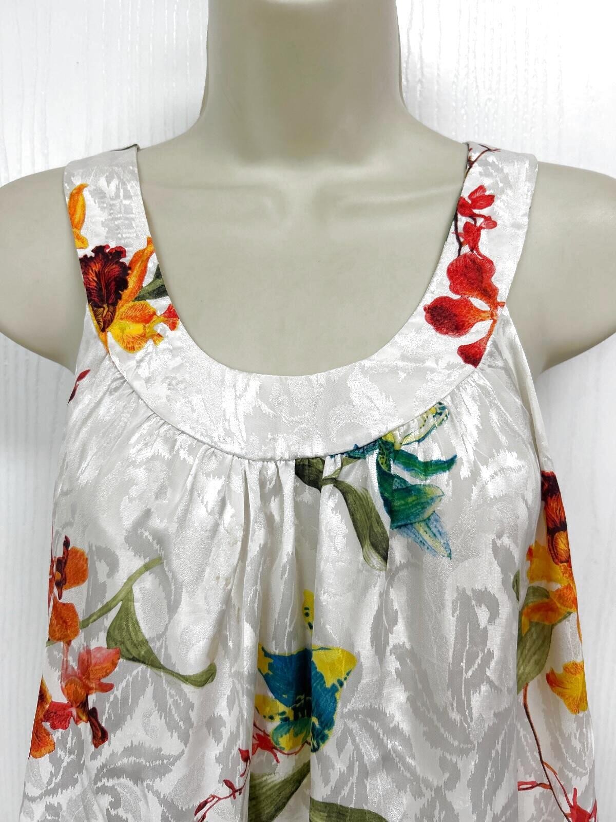 McFadden Hostess Gown Size Small Vibrant Floral Long Lounger Sateen 80’s Vintage