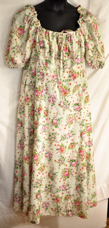 women’s Hujoin green floral dress size 4 XL back zipper high slit puff sleeve