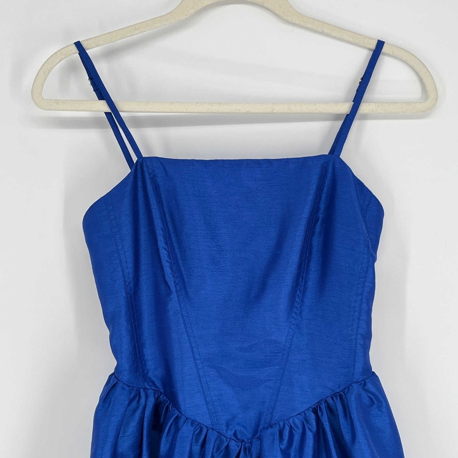 Hutch Royal Blue Midi Dress Medium Spaghetti Strap Fit Flare Wedding Guest