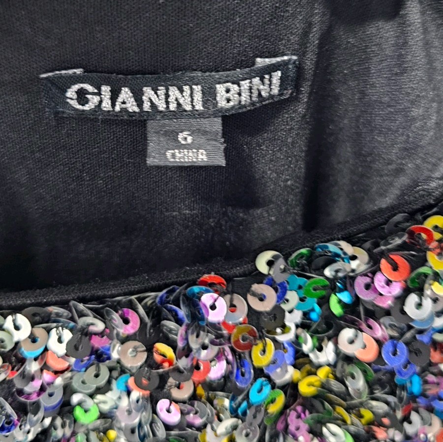 Gianni Bini Off the Shoulder Rainbow Sequin Confetti Dress Size 6