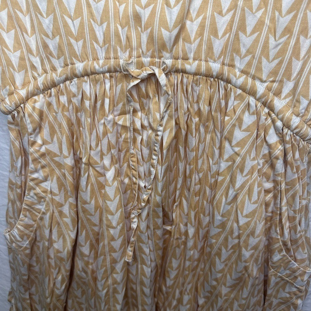 Rip Curl XS Mustard Cream Geometric Print Dress w/ Pockets