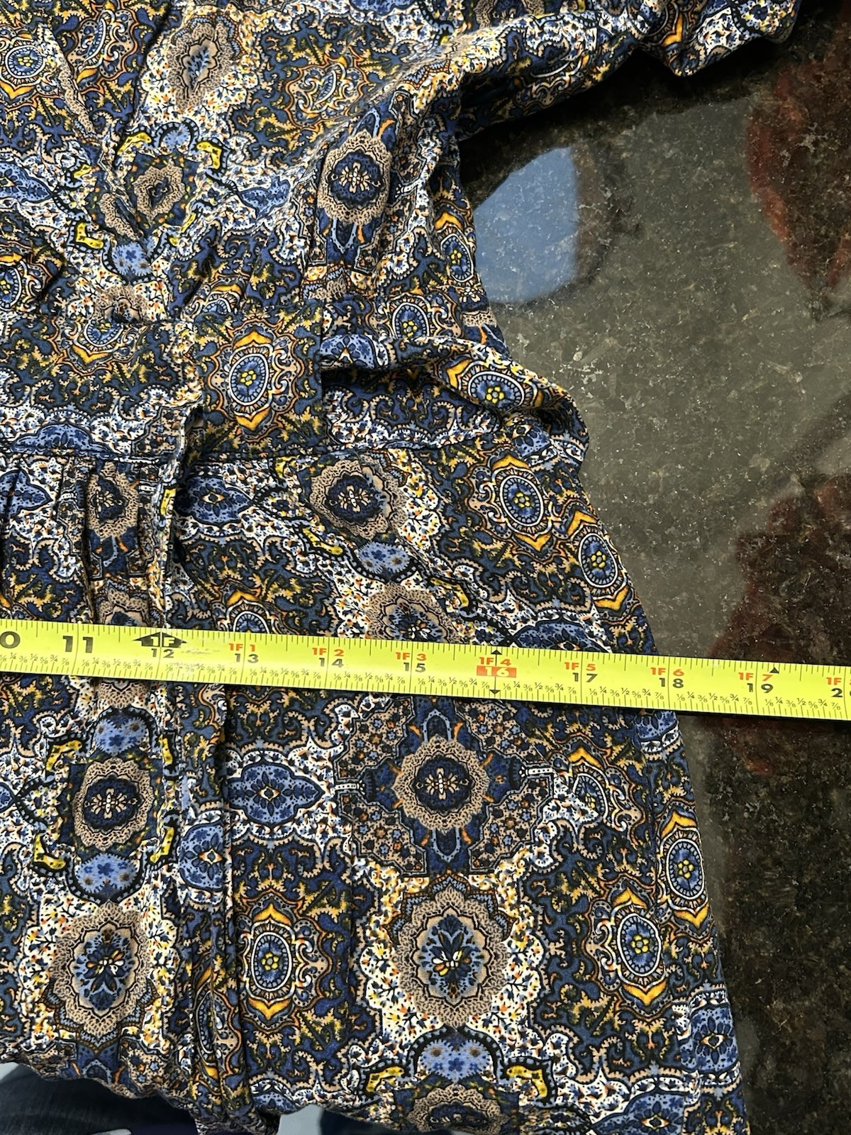 danielrainn Blue Paisley Wrap Dress V-Neck 3/4 Sleeve Tie Waist Lined S