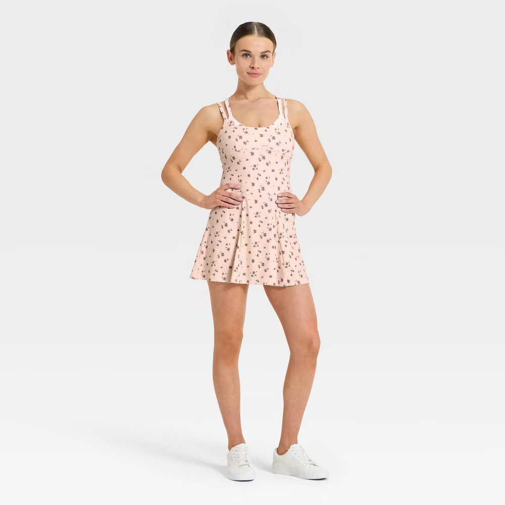 Women Knit Double Layer Active Dress – JoyLab Cream Floral XXL
