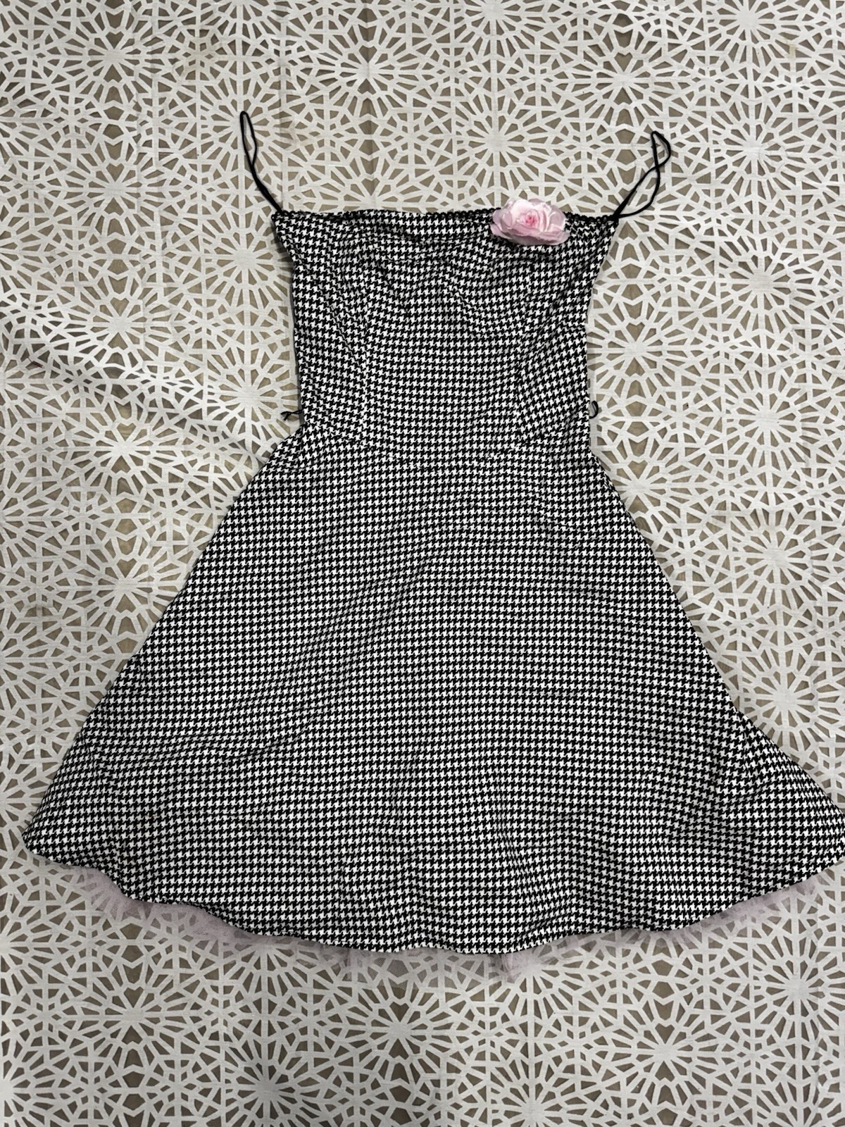 Houndstooth Goth, Dance, Punk Pink Tulle Lace Mini Dress Sz 9