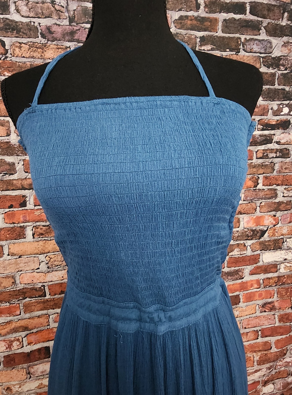 Maxi Dress Medium Tiered Halter Boho Festival Ruffles Cottagecore Coquette M